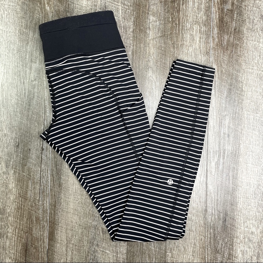 lululemon athletica Black and White Striped Leggings